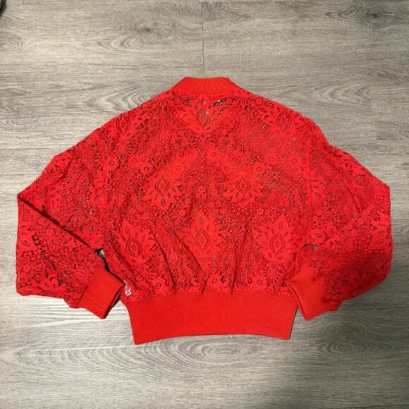 Maje Red Lace Bomber Jacket - Picture 3 of 3